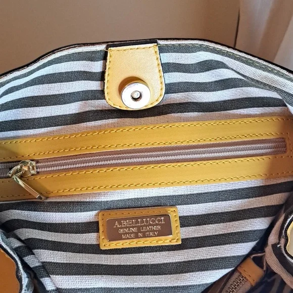 A.BELLUCCI ITALY Genuine Leather Soft Yellow Satchel/Crossbody EUC - Picture 9 of 12